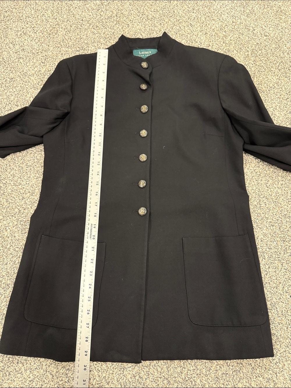Vintage Lauren Ralph Lauren Sz 10 Black Military Style Button Blazer Jacket - Picture 10 of 11